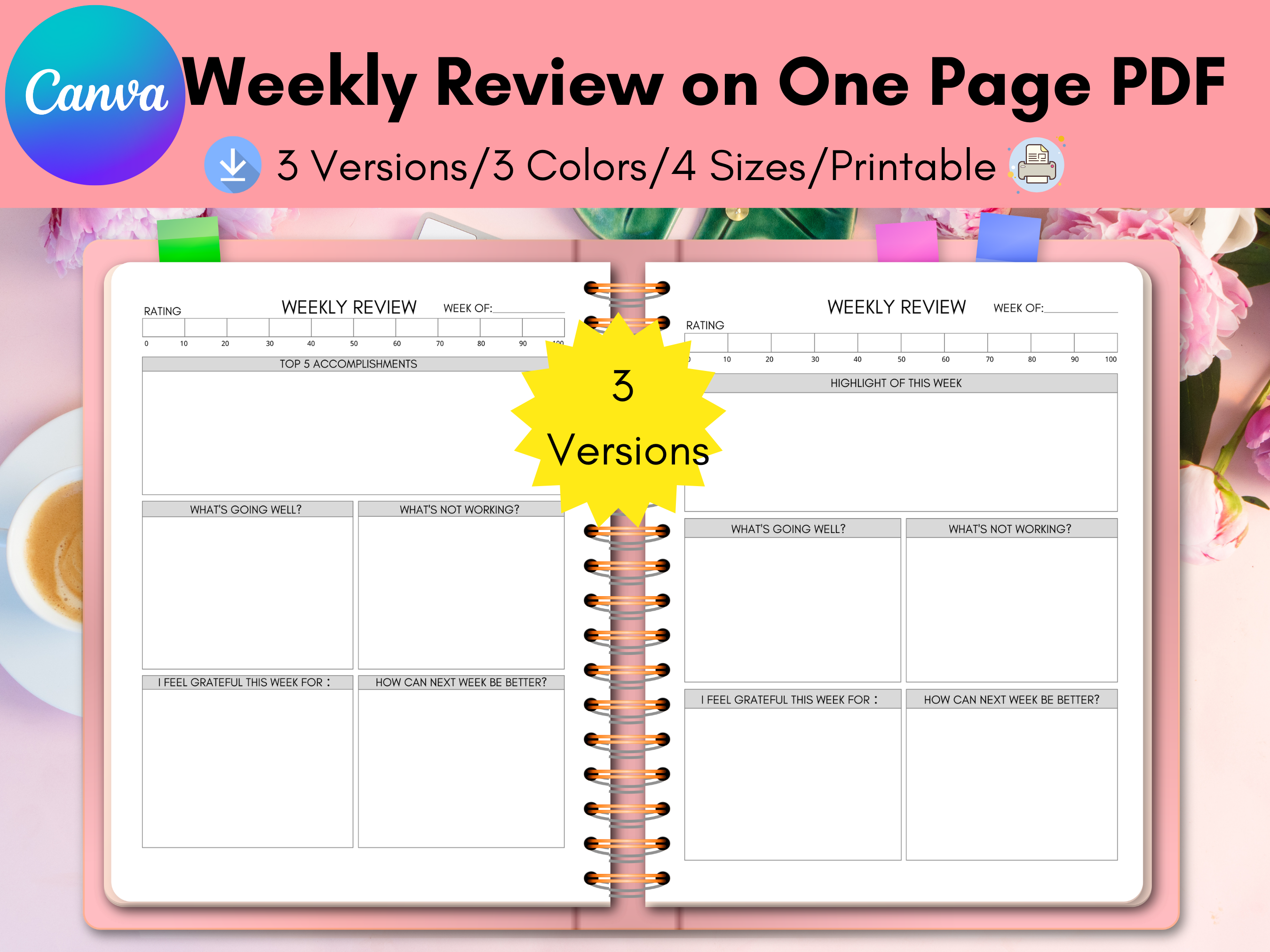 Weekly Review,Weekly Reflection Canva