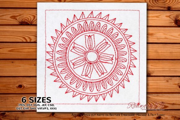 Attractive Mandala Pattern 1 Redwork