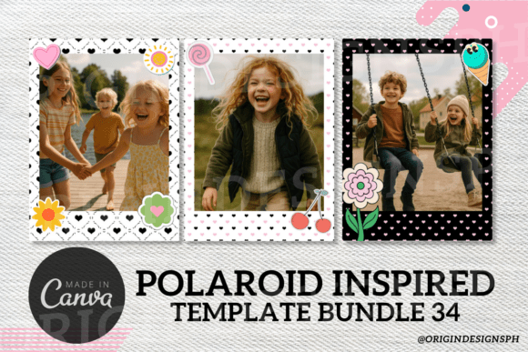 Editable Canva Polaroid template intended for printed photo copies