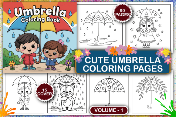 Cute Umbrella Coloring Pages for Kids