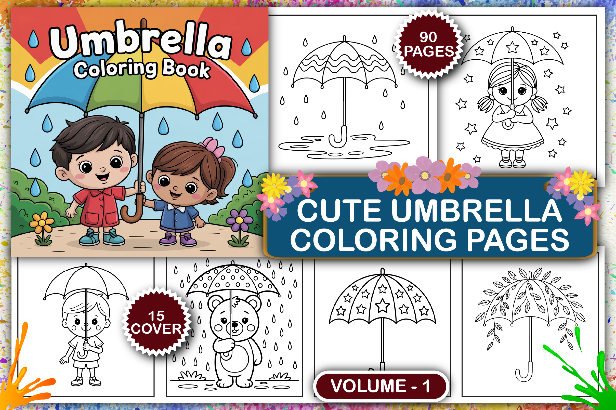 Cute Umbrella Coloring Pages for Kids