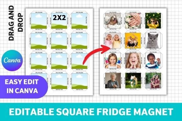 Editable Square Fridge Magnet Template