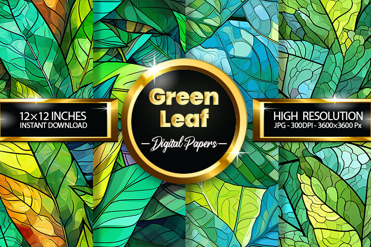 Green Leaf Digital Papers Graphic by Hurairagraphics · Creative Fabrica