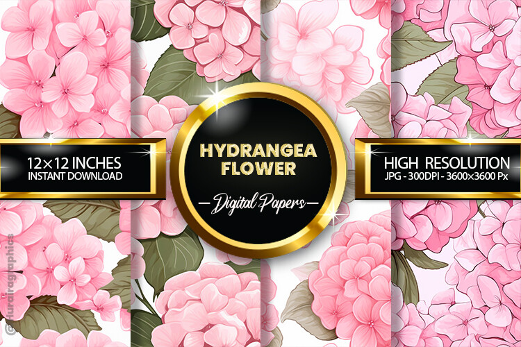 Hydrangea Flower Digital Papers Graphic by Hurairagraphics · Creative ...