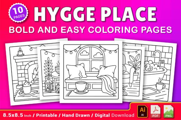 Hygge Place Bold and Easy Coloring Pages