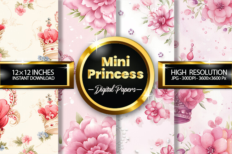 Mini Princess Digital Papers Graphic by Hurairagraphics · Creative Fabrica