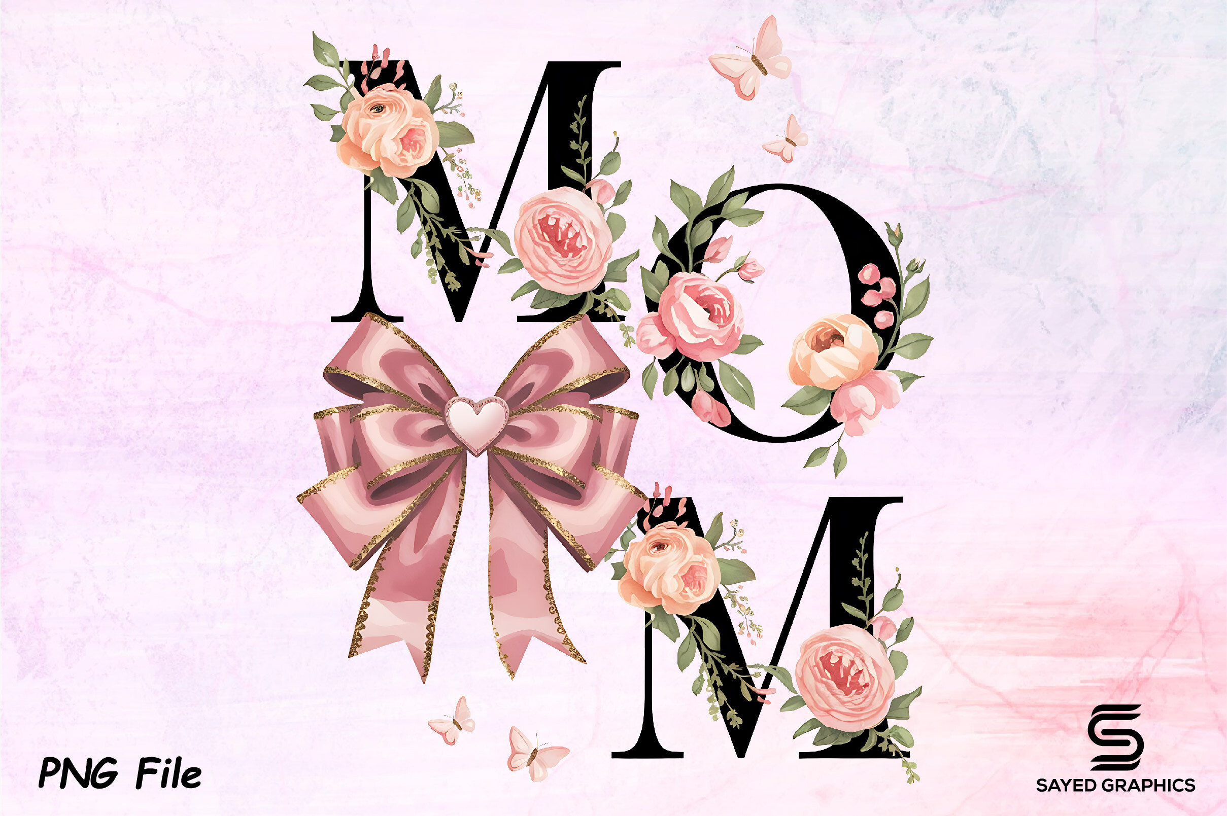 Mothers Day Mom Coquette Bow Flowers Png Graphic by Sayed Graphics ...