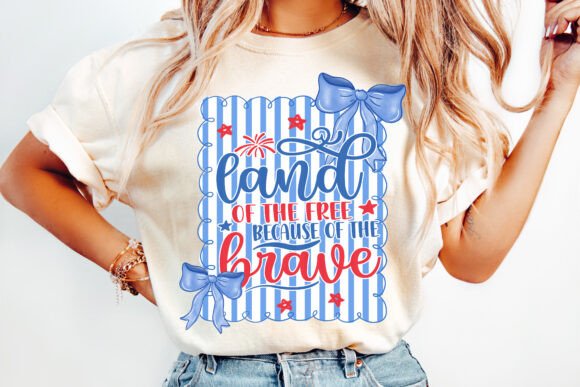 Preppy 4th of July Png, Land of Free Graphic T-shirt Designs By TheRuralArtisan