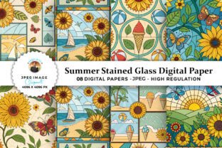 Summer Stained Glass Digital Papers Graphic by sagorarts · Creative Fabrica