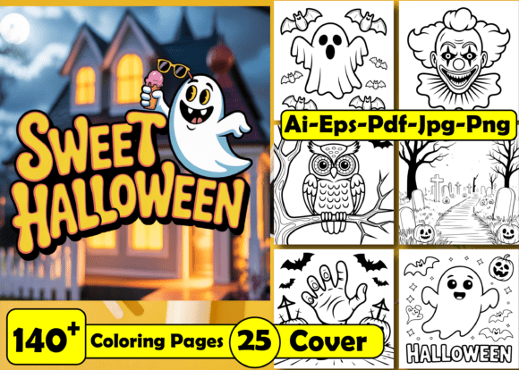 Sweet Halloween Coloring Pages for Adult
