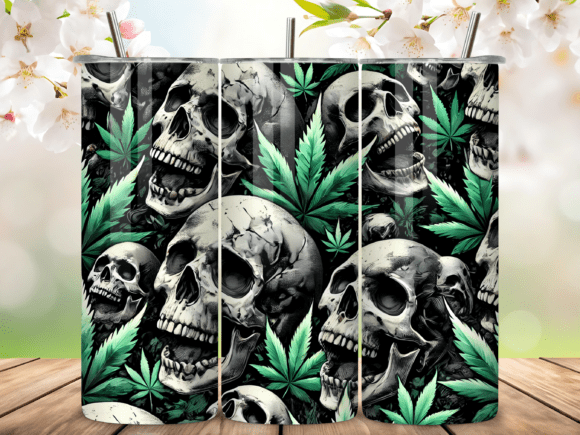 Vibrant Skull Red Weed Tumbler Wraps