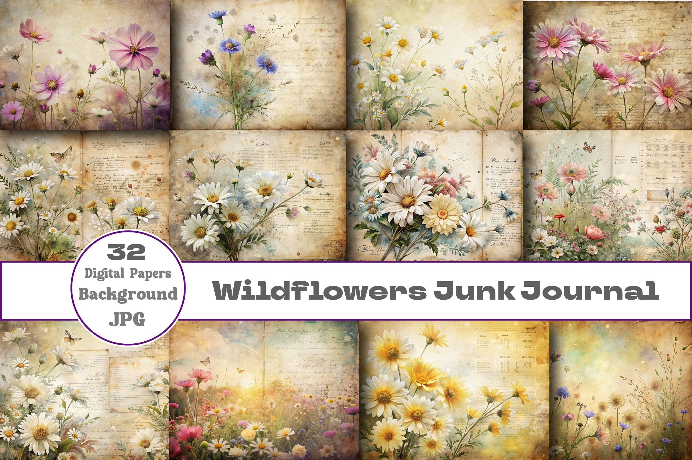 Wildflowers Junk Journal Graphic by Designstock · Creative Fabrica