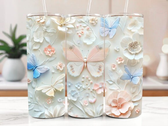 3D Bee Butterfly Tumbler Wraps
