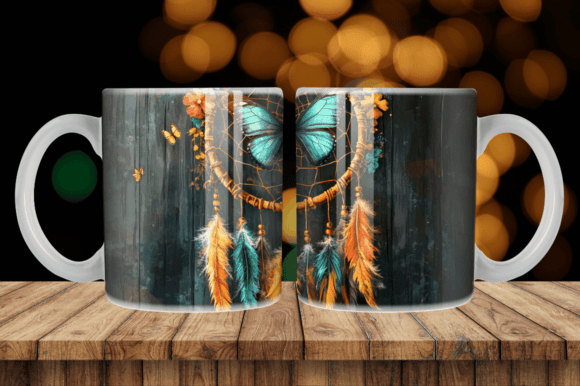 Boho Dreamcatcher Butterfly Floral Mug Graphics