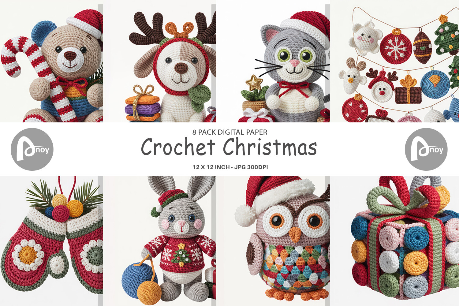 Digital Paper Crochet Christmas Graphic by Artnoy · Creative Fabrica
