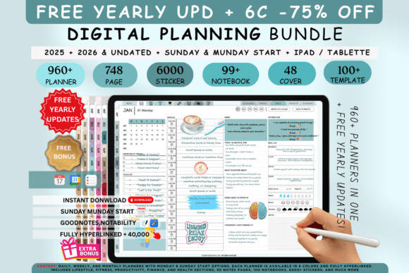 Digital Planner 2025, 2026, 2027 & Undated Graphic by Plamarplanners ...