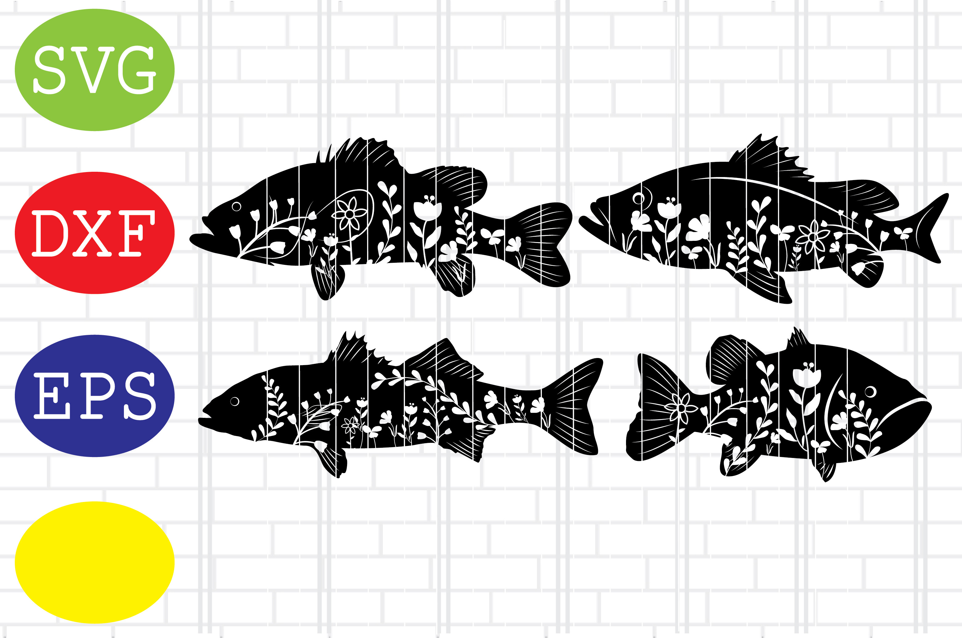 Floral Bass Fish, Bass Fish with Flowers
