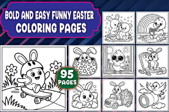 Funny Easter Bold & Easy Coloring Book