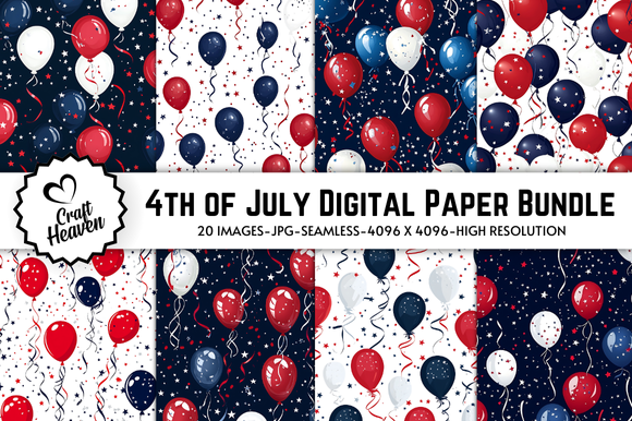 4th of July Digital Paper Bundle Graphic by Craft Heaven · Creative Fabrica