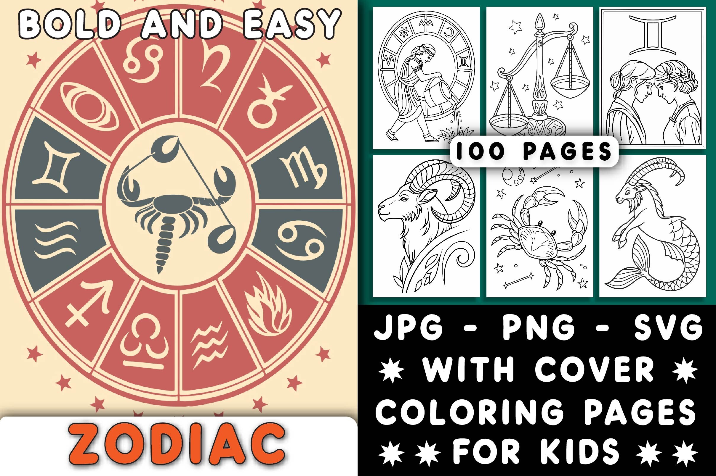 Bold and Easy Zodiac Coloring Pages