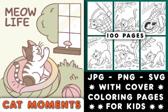 Cat Moments Meow Life Coloring Pages