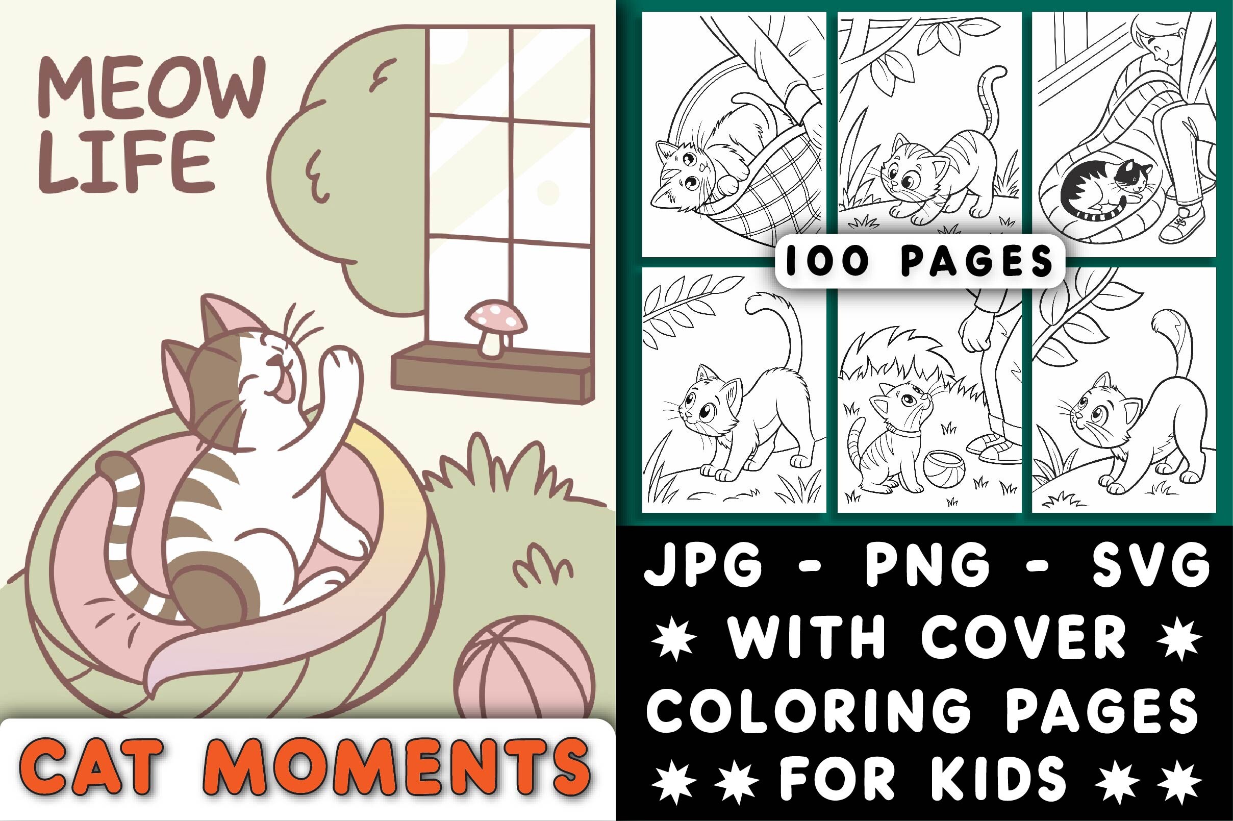 Cat Moments Meow Life Coloring Pages