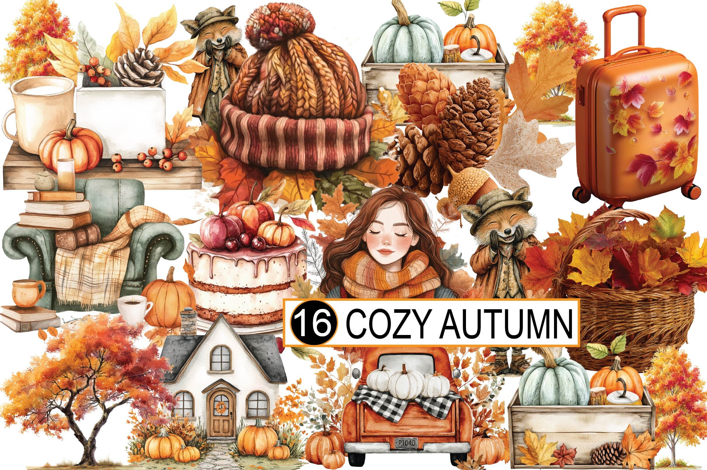 Cozy Autumn Clipart Graphic by lazy cute cat · Creative Fabrica