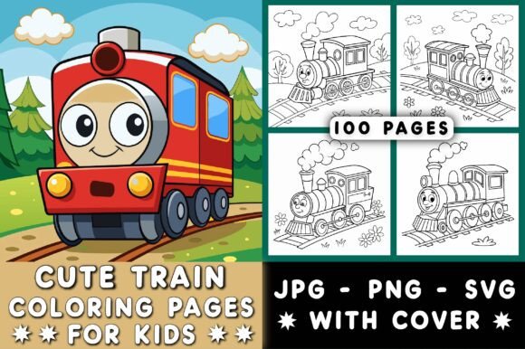 Cute Train Coloring Pages for Kids