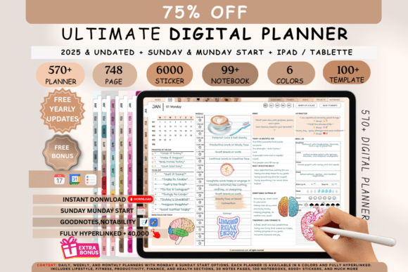 Digital Planner Blue 2025 & Undated