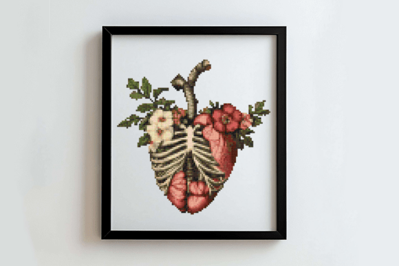 Floral Heart Cross Stittch