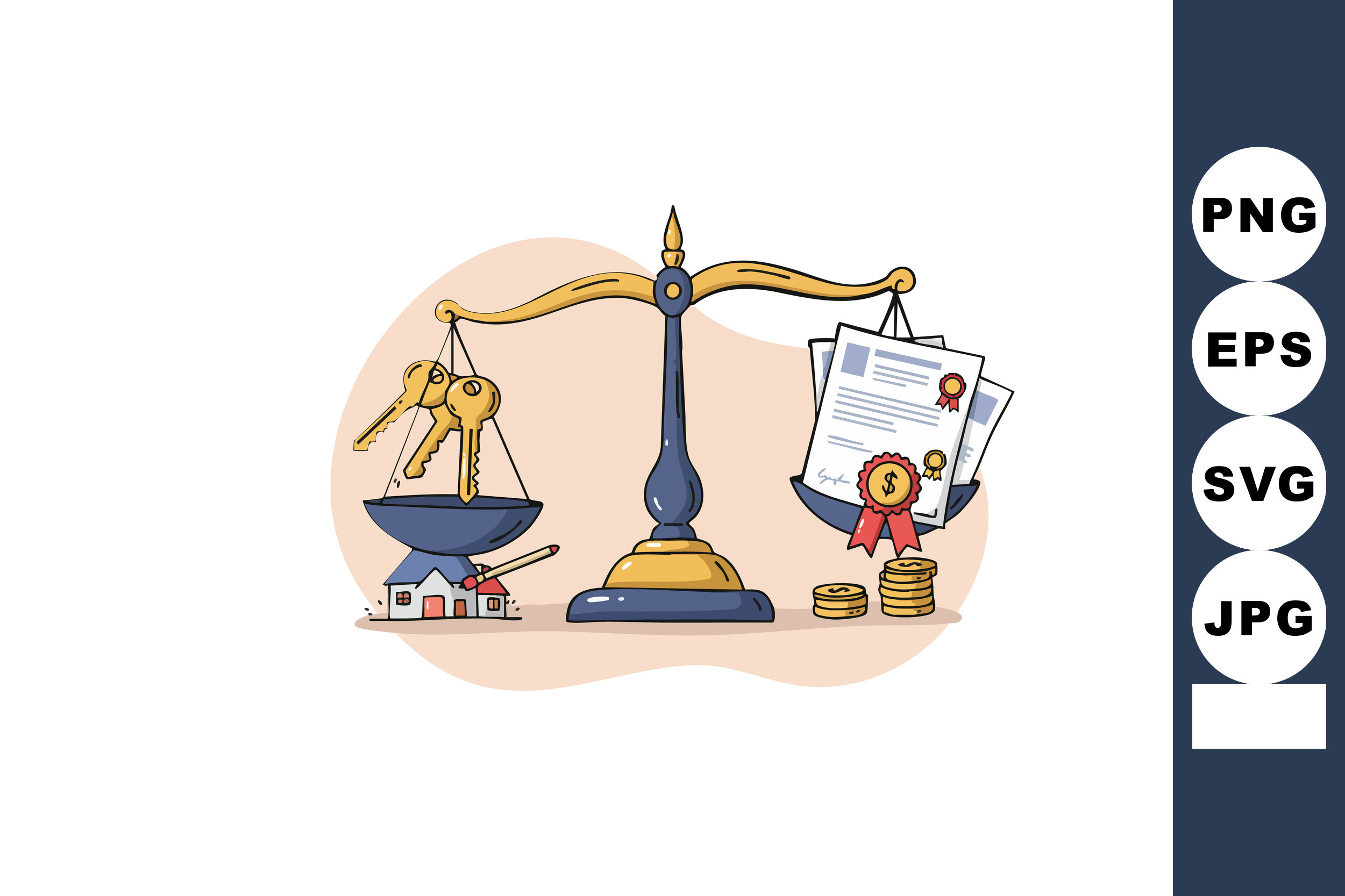 Justice Scale Balancing House Keys and F Graphic by DesignVectx ...