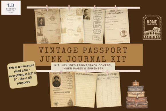 Mini Vintage Passport Junk Journal Kit