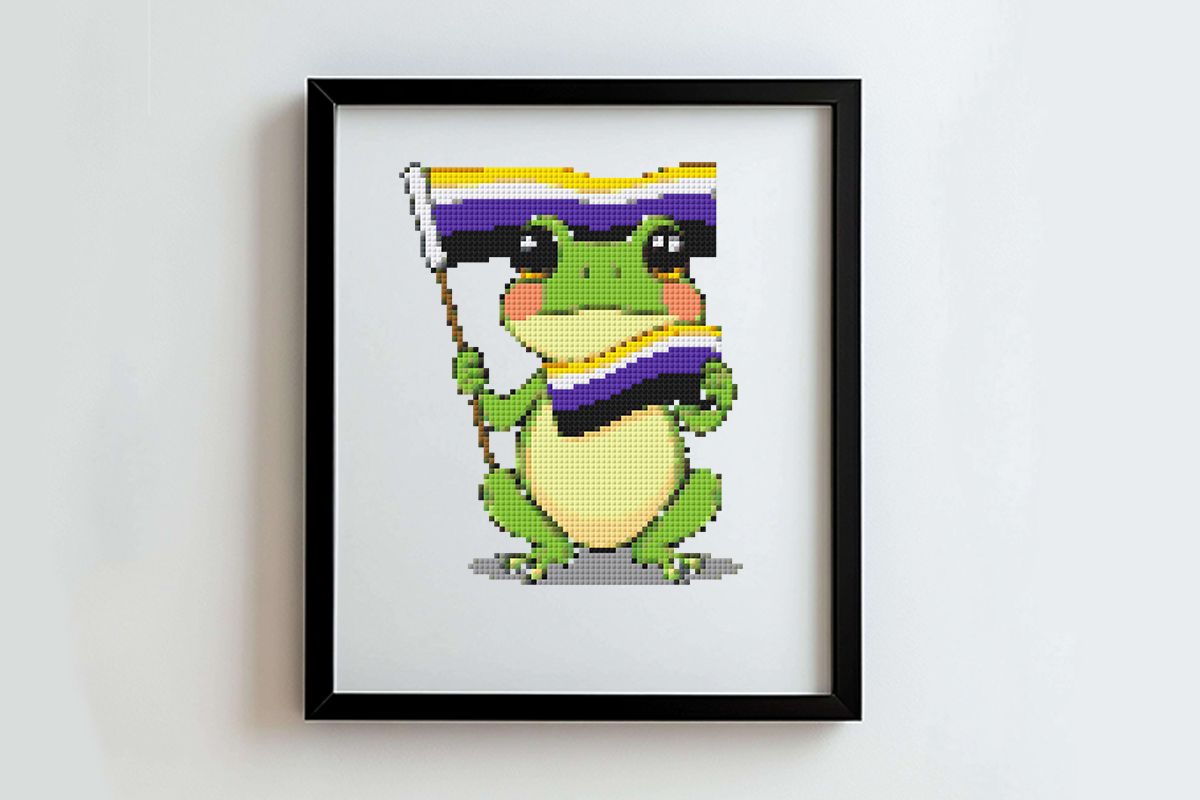 Non Binary Frog Cross Stitch