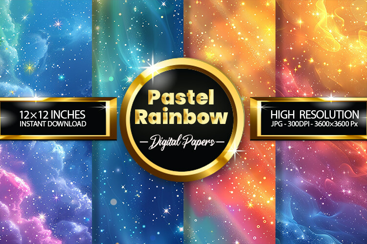 Pastel Rainbow Digital Papers Graphic by Hurairagraphics · Creative Fabrica