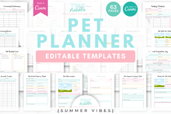 Pet Planner Canva Templates | SUMMER