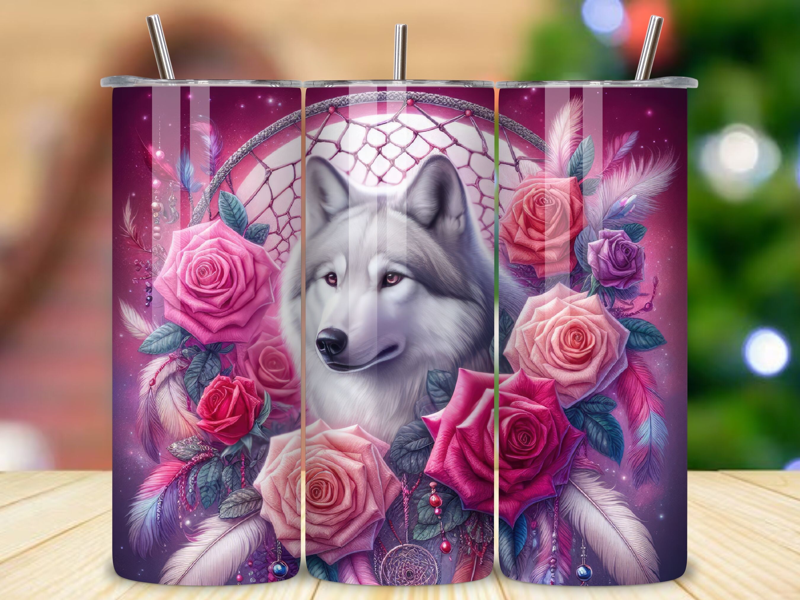 Wolf Dreamcatcher 20oz Tumbler Wrap Graphic by Art Zone · Creative Fabrica