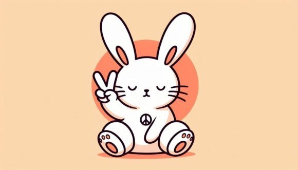 🐰 Bunny with Peace Sign, 80s Retro Pop