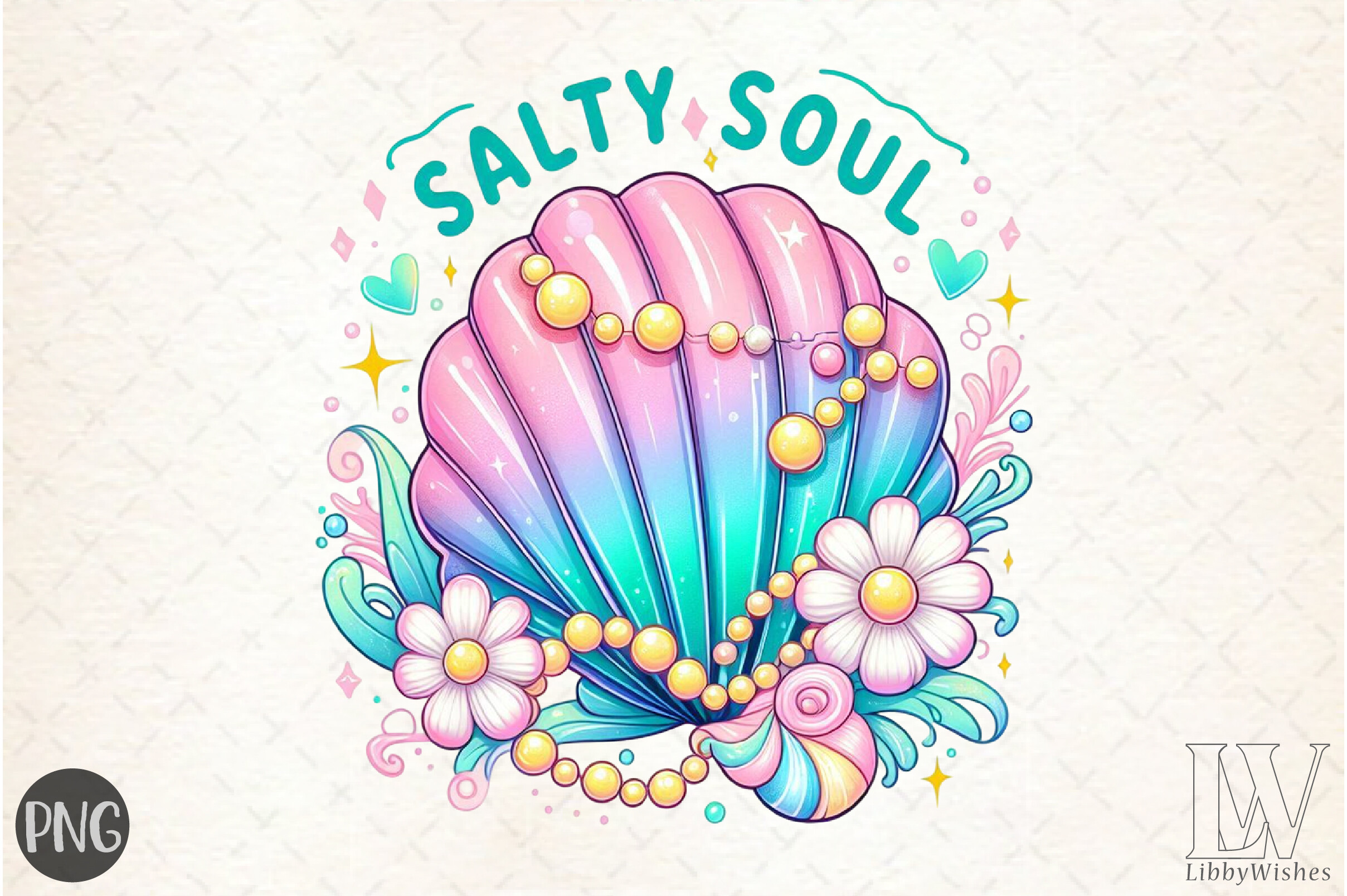 Clam Pearl Coquette Bow Salty Soul PNG Graphic by LibbyWishes ...