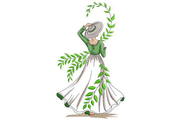 Elegant Lady in Leaves