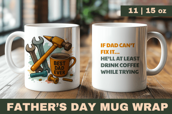 Father's Day Mug Wrap, Funny Mug for Dad Illustration Artisanat Par KMarinaDesign