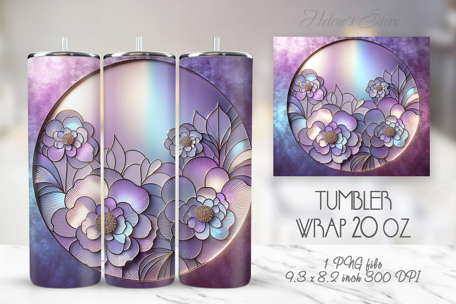 Floral Lilac Pearl Tumbler Wrap 20 Oz Graphic by Helene's store ...