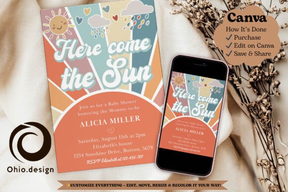 Here Comes the Sun 1st Birthday Invite