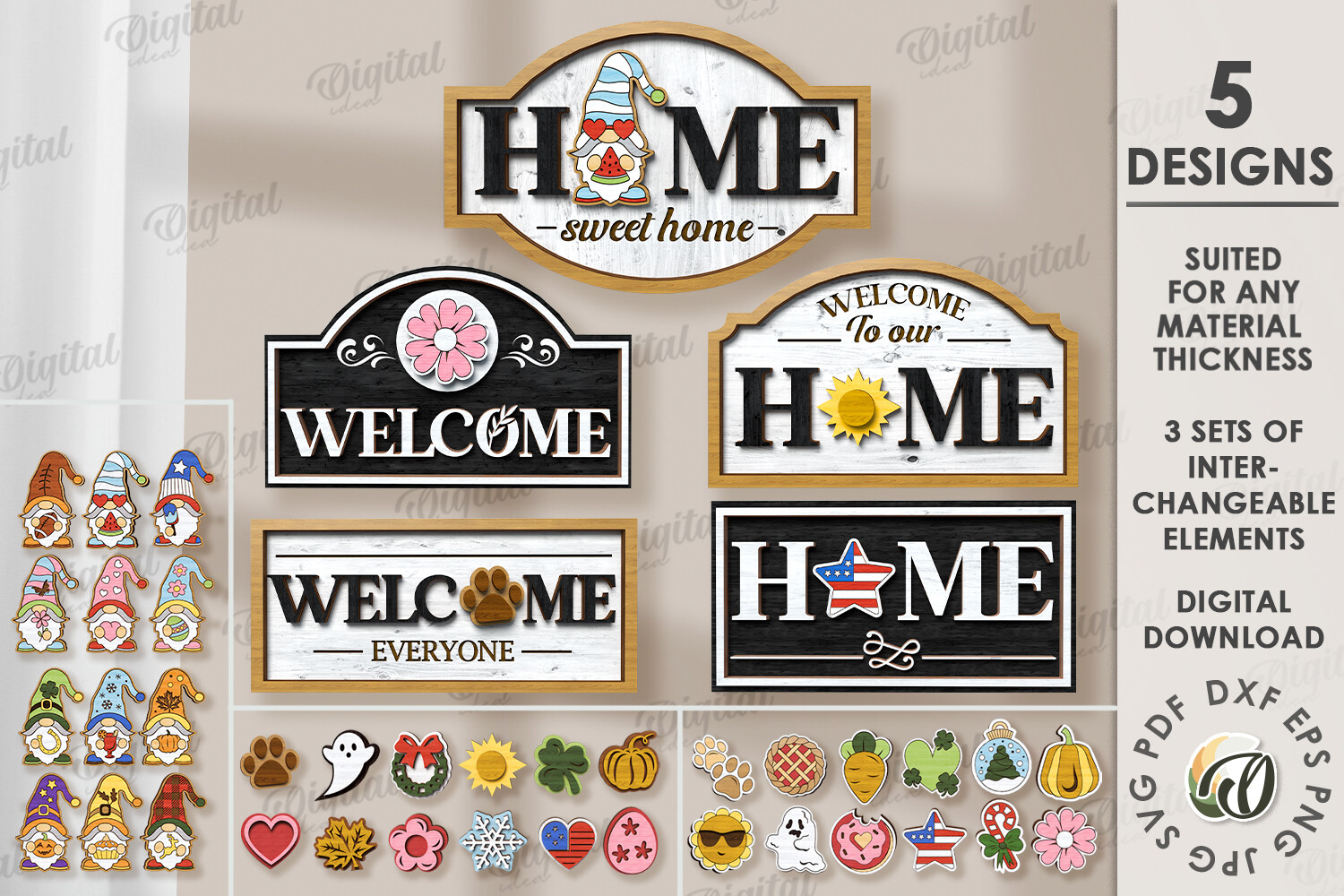 Interchangeable Home Signs Bundle Laser