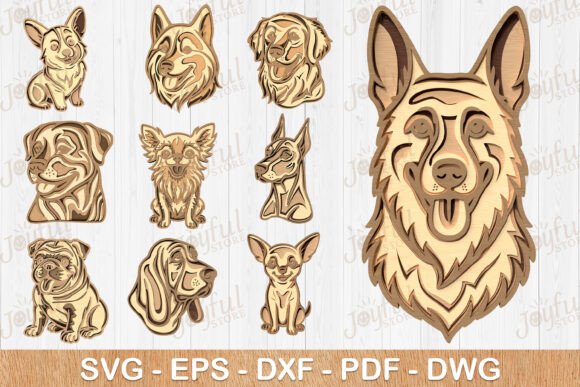 Layered dog breed SVG bundle for multi-layer laser cuts