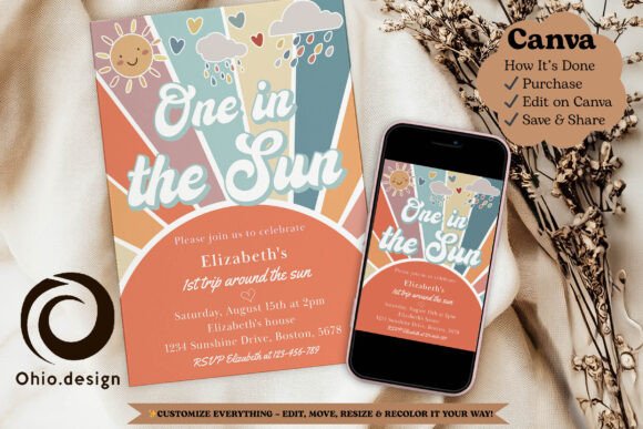 One in the Sun 1st Birthday Invite