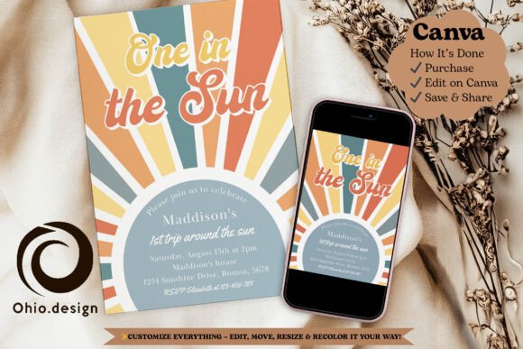 One in the Sun 1st Birthday Party Invite