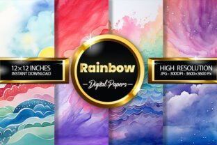 Rainbow Digital Papers Graphic by Hurairagraphics · Creative Fabrica