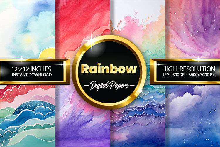 Rainbow Digital Papers Graphic by Hurairagraphics · Creative Fabrica