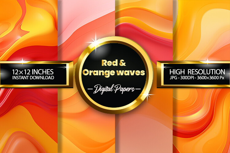 Red & Orange Waves Digital Papers Graphic by Hurairagraphics · Creative ...