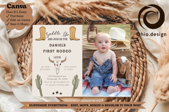 Saddle Up Cowboy Birthday Photo Invite